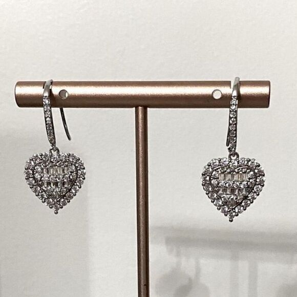 The Heart of Bling 925 Silver Drop Earrings - Picture 4 of 7